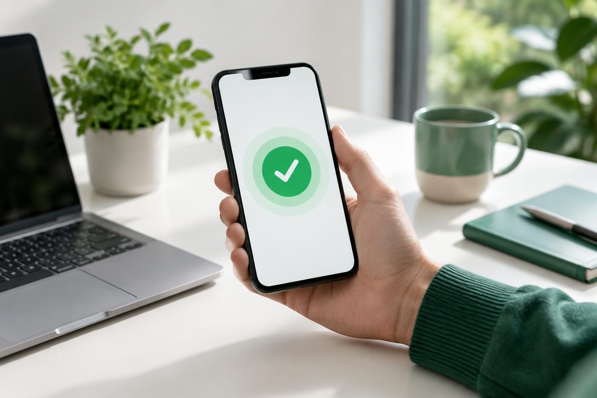 Approved account transfer confirmed on a phone